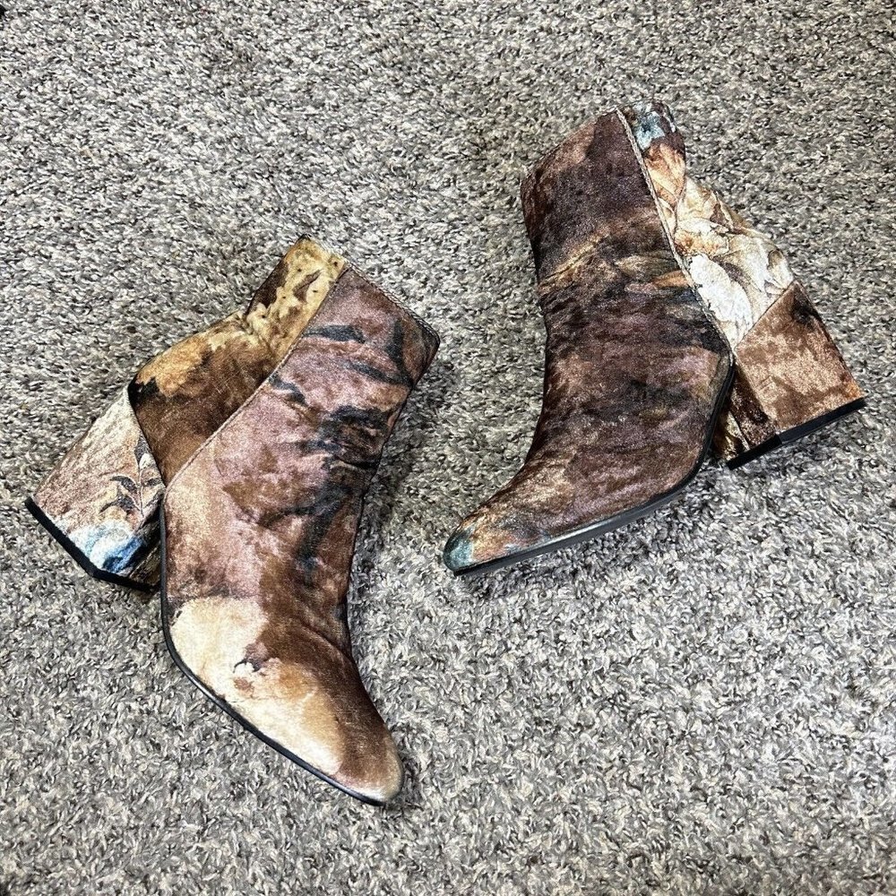 Spring Step Brown Multi Velvet Ankle Boots